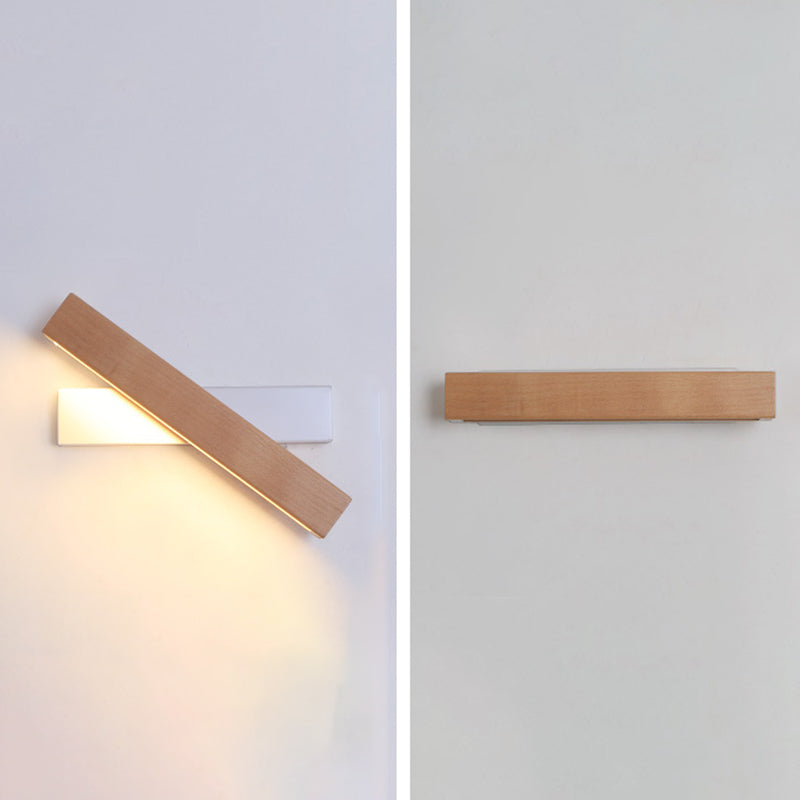 Square Shape Wood Wall Light Modern Style 1 Light Wall Mount Light