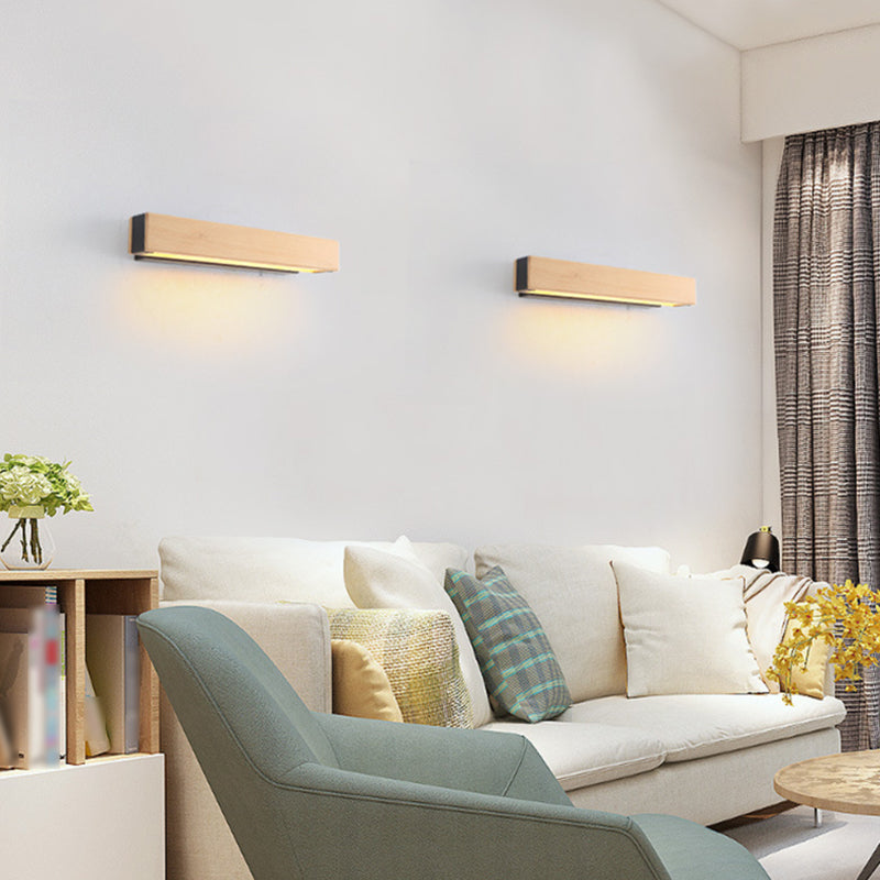 Luz de pared de madera de forma cuadrada estilo moderno 1 luz de montaje de pared ligera