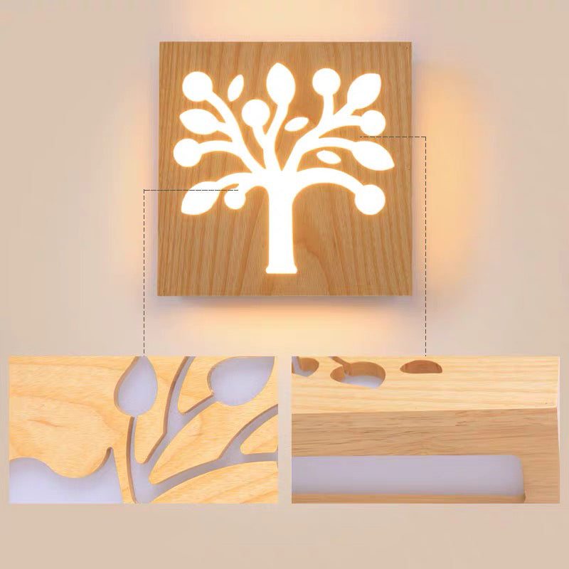 Modern Wooden Wall Light Sconce Creative Wall Light Fixture for Bedroom