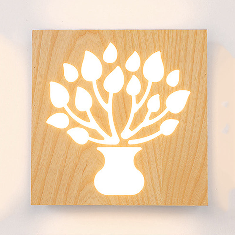 Modern Wooden Wall Light Sconce Creative Wall Light Fixture for Bedroom