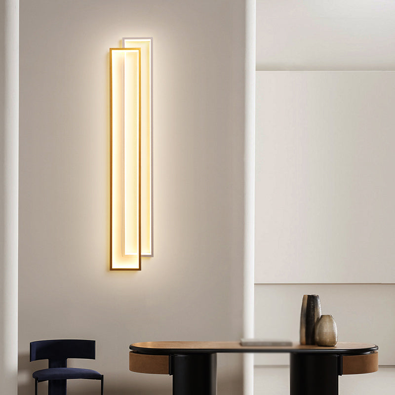 Rectangle Wall Lights Modern Style Metal 2 Light Wall Mount Lights