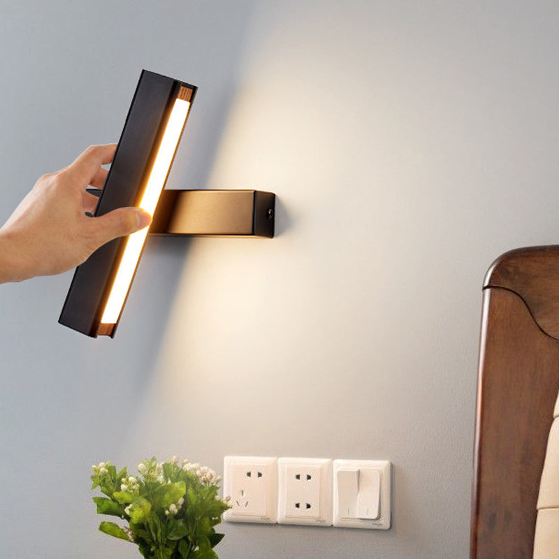 1 Light Rectangular Wall Mounted Lamps Modern Style Wood Wall Lamps