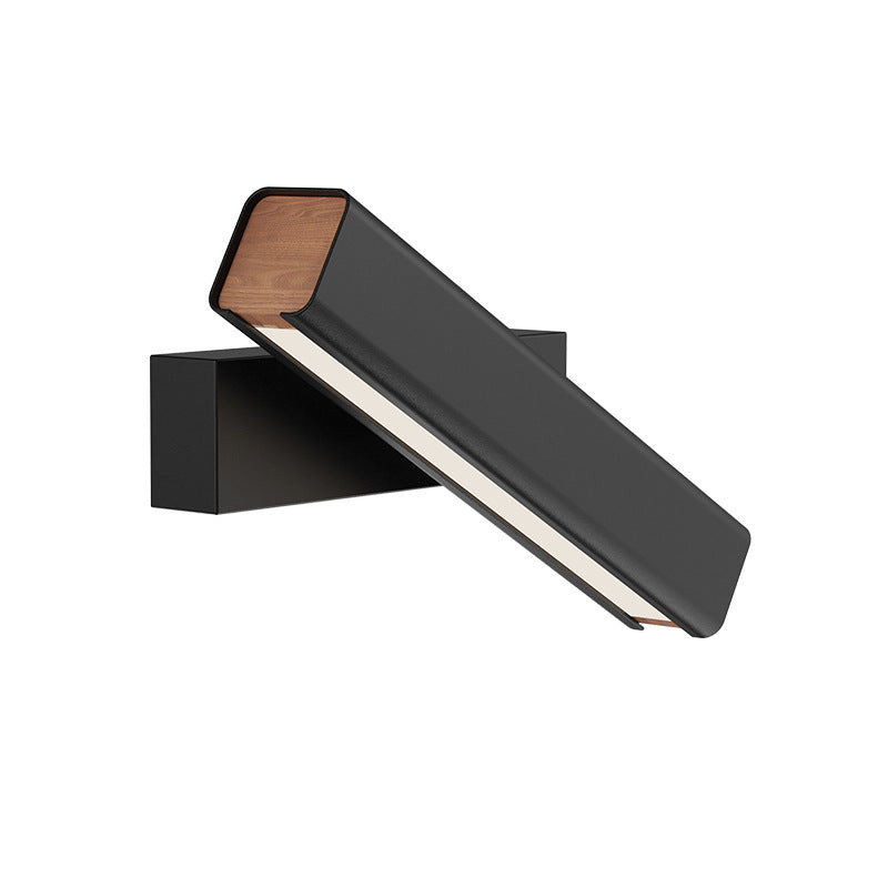 1 Light Rectangular Wall Mounted Lamps Modern Style Wood Wall Lamps