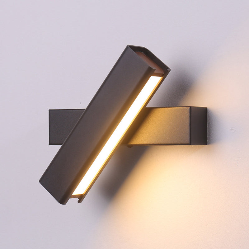 1 Light Rectangular Wall Mounted Lamps Modern Style Wood Wall Lamps