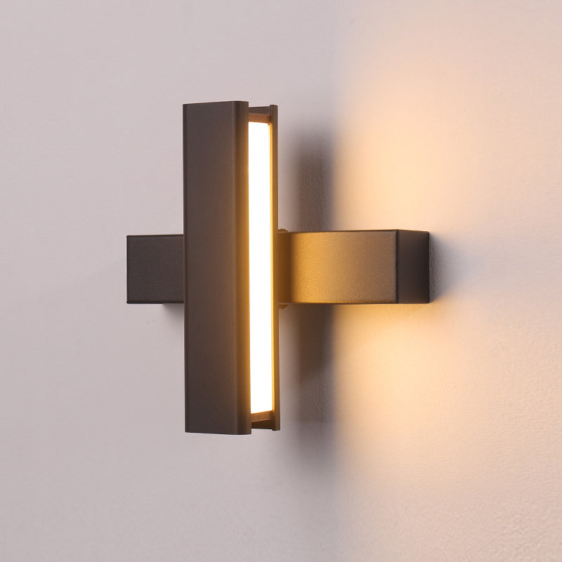 1 Light Rectangular Wall Mounted Lamps Modern Style Wood Wall Lamps