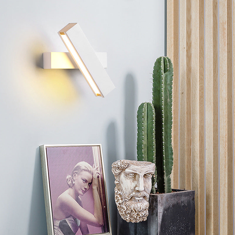 1 Light Rectangular Wall Mounted Lamps Modern Style Wood Wall Lamps