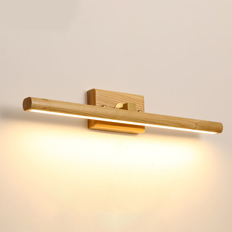 Wood Linear Wall Sconce Modern 1 Light Mirror Wall Mount Light Fixture