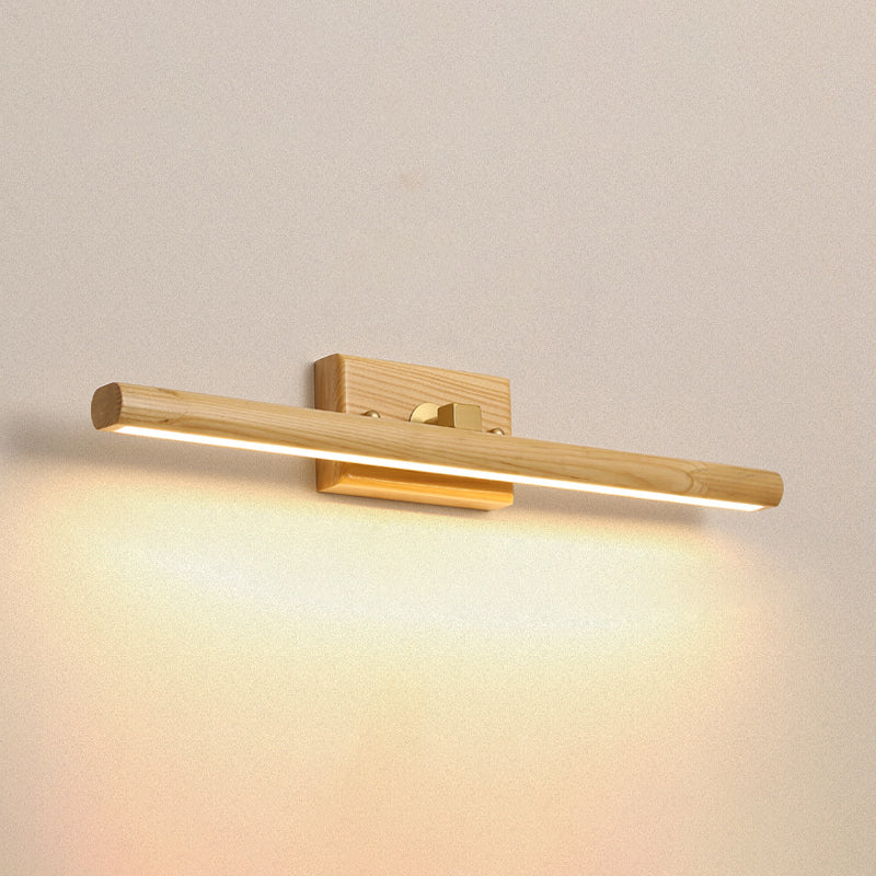 Wood Linear Wall Sconce Modern 1 Light Mirror Wall Mount Light Fixture