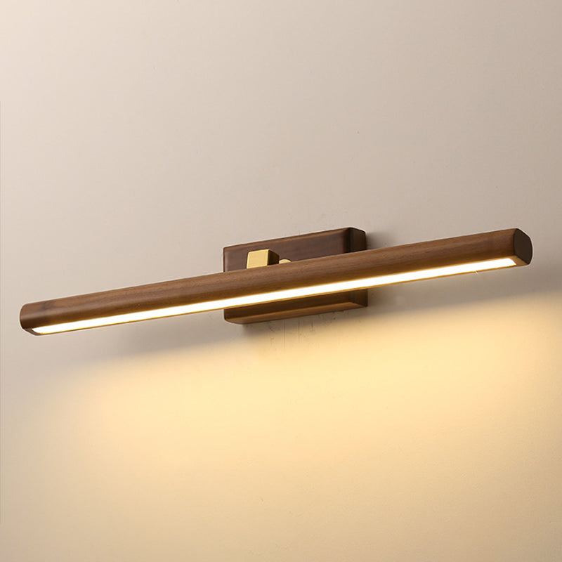 Wood Linear Wall Sconce Modern 1 Light Mirror Wall Mount Light Fixture