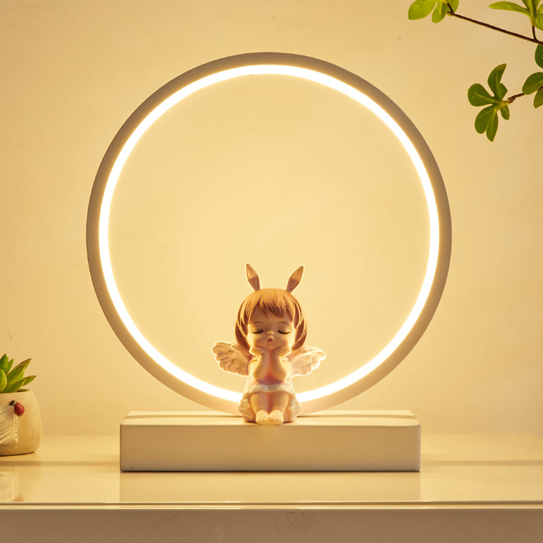 Modern Style Circle Shape Table Light Metal 1 Light Nightstand Lamps for Table