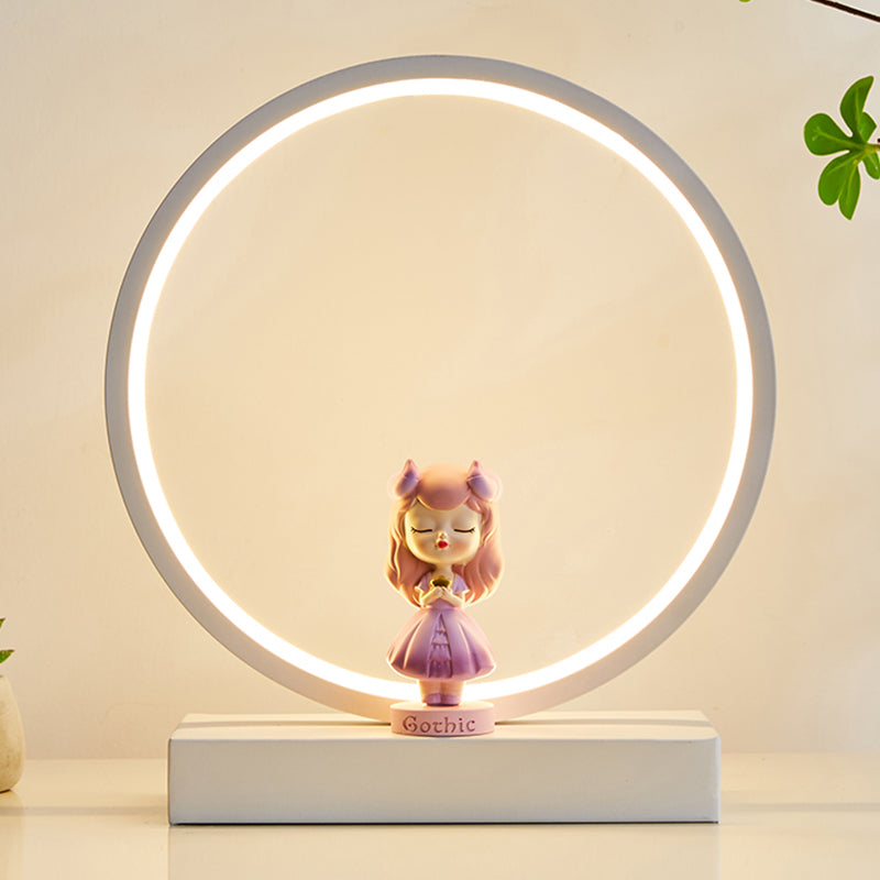 Modern Style Circle Shape Table Light Metal 1 Light Nightstand Lamps for Table