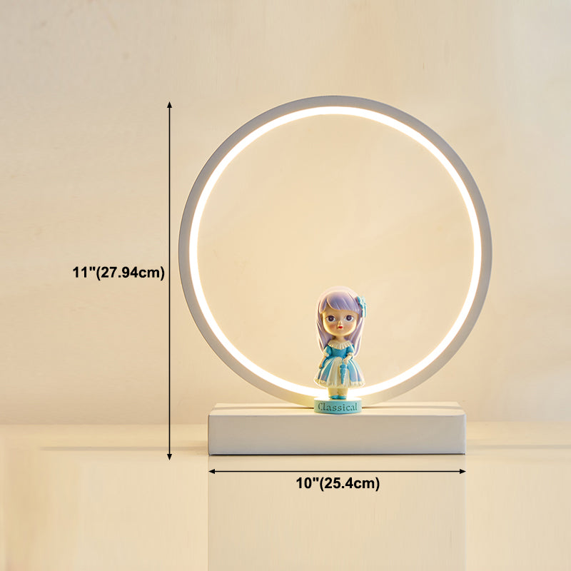 Modern Style Circle Shape Table Light Metal 1 Light Nightstand Lamps for Table