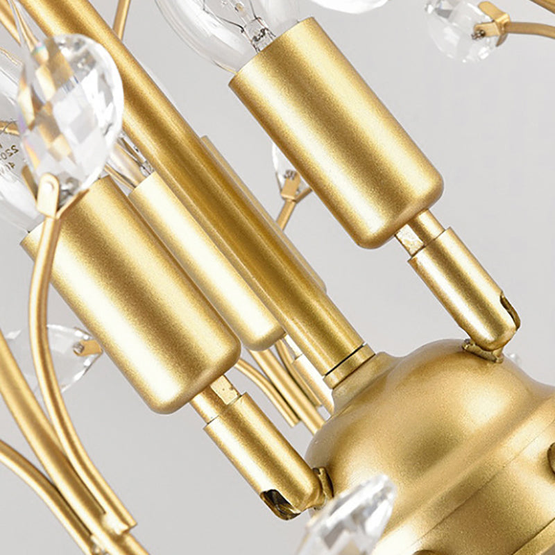 French Retro Pendant Light Fixture 3 Light Metal Crystal Chandelier for Bedroom