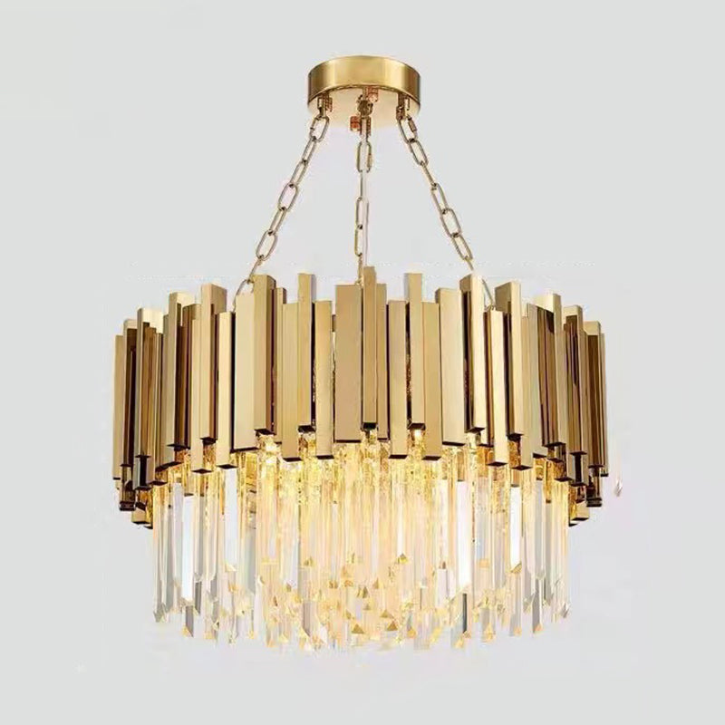 Modern Style Pendant Light Fixture Crystal Living Room Chandelier in Gold