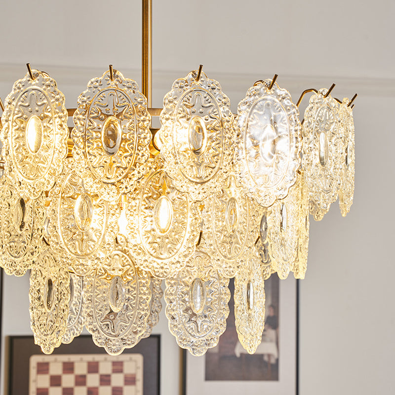 American Style Chandelier Light Fixture Metal Glass Chandelier in Gold