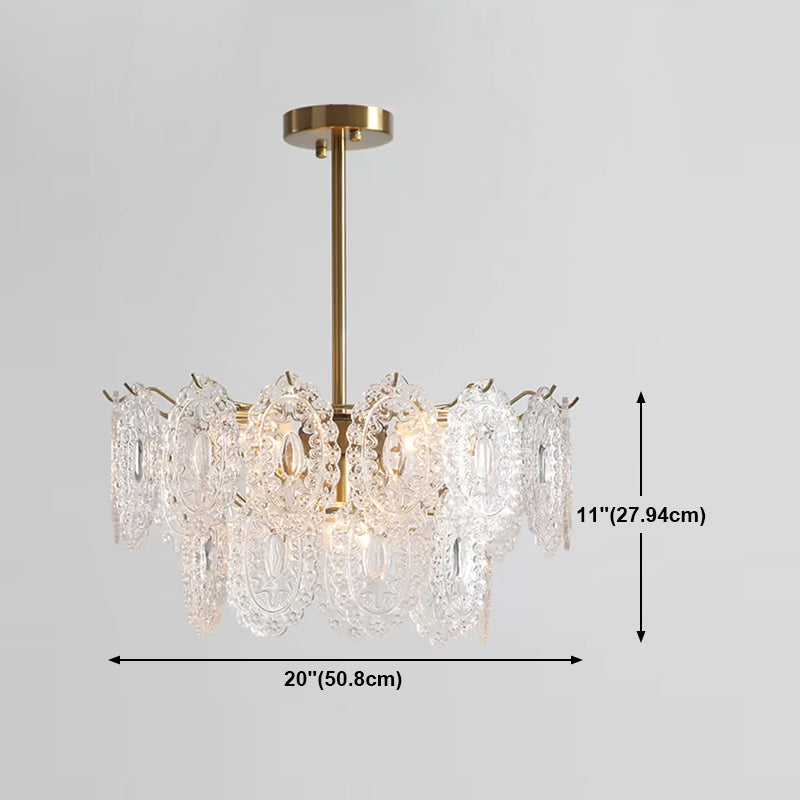 American Style Chandelier Light Fixture Metal Glass Chandelier in Gold