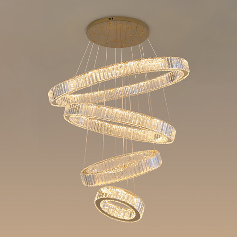 Multi-Tier Modern Style Chandelier Lighting Fixtures Crystal Hanging Chandelier in Gold