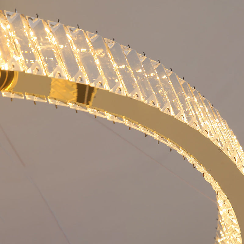 Multi-Tier Modern Style Chandelier Lighting Fixtures Crystal Hanging Chandelier in Gold