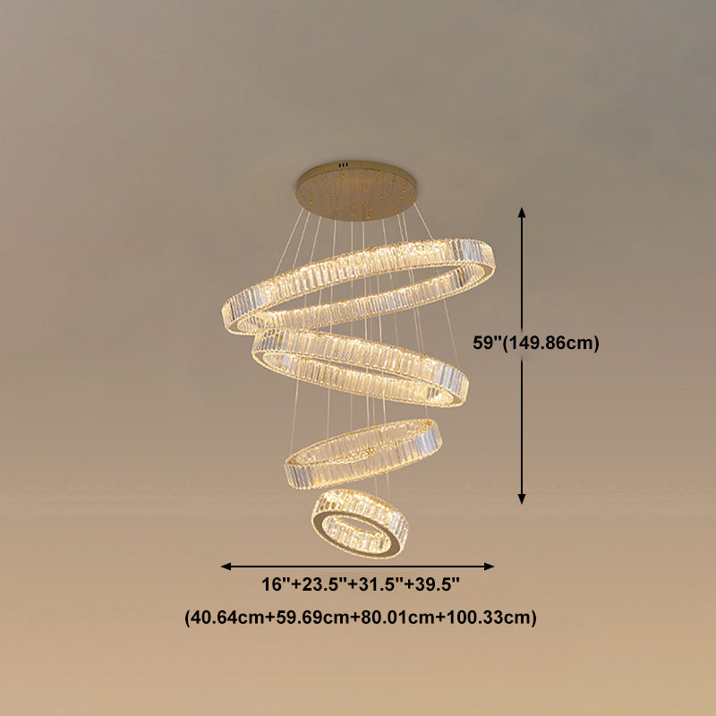 Multi-Tier Modern Style Chandelier Lighting Fixtures Crystal Hanging Chandelier in Gold