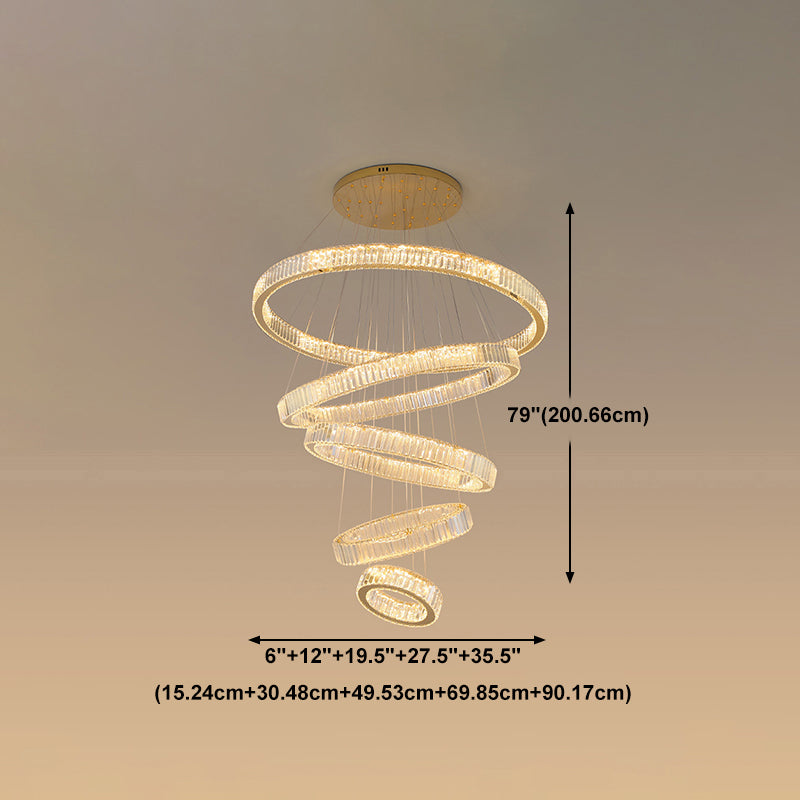 Multi-Tier Modern Style Chandelier Lighting Fixtures Crystal Hanging Chandelier in Gold