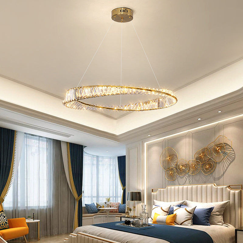 Modern Style Chandelier Lighting Fixtures Crystal Hanging Chandelier in Gold