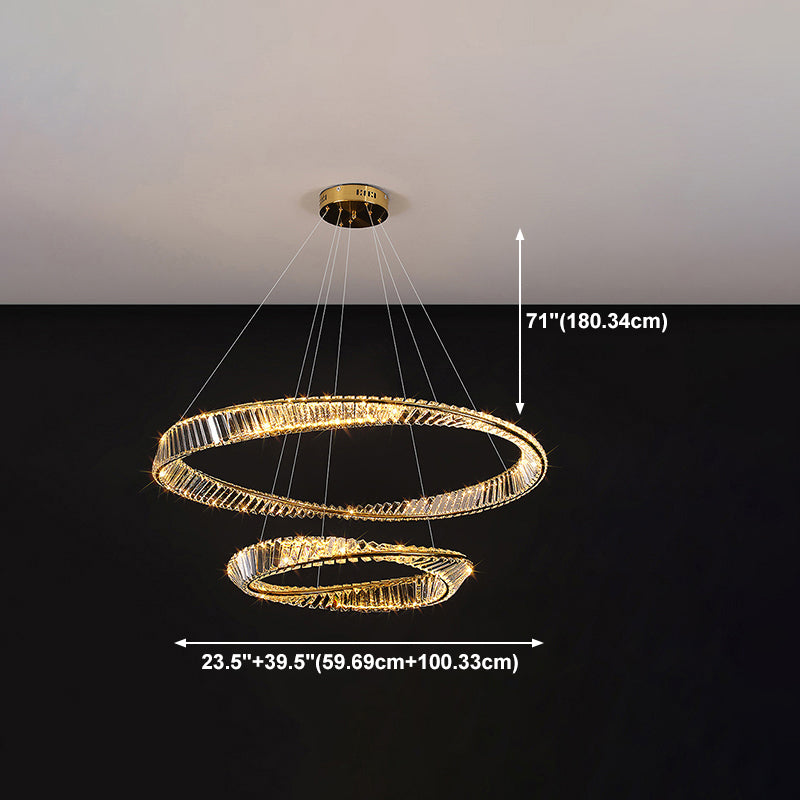 Modern Style Chandelier Lighting Fixtures Crystal Hanging Chandelier in Gold