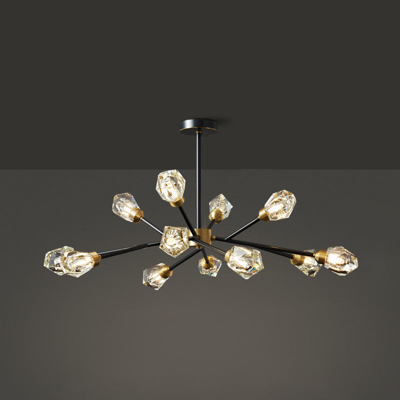 Moderne stijl sputnik kroonluchter verlichting kristal kroonluchter in zwart