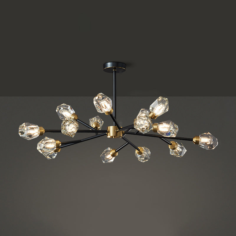Moderne stijl sputnik kroonluchter verlichting kristal kroonluchter in zwart