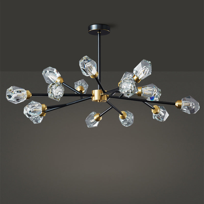 Moderne stijl sputnik kroonluchter verlichting kristal kroonluchter in zwart