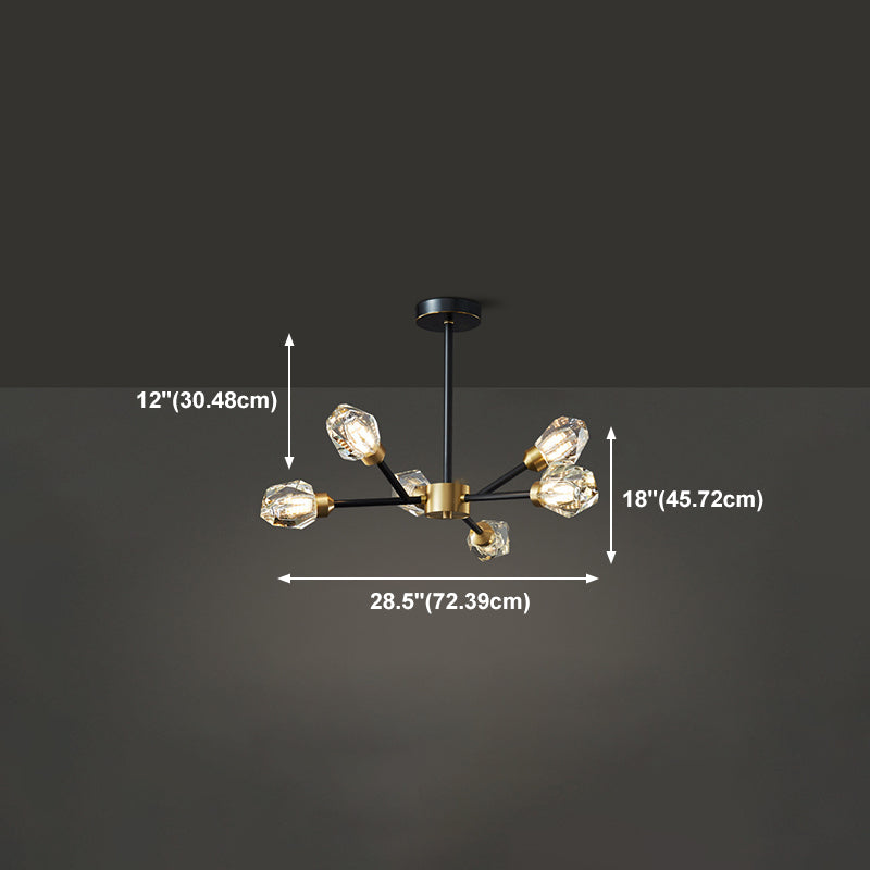 Moderne stijl sputnik kroonluchter verlichting kristal kroonluchter in zwart