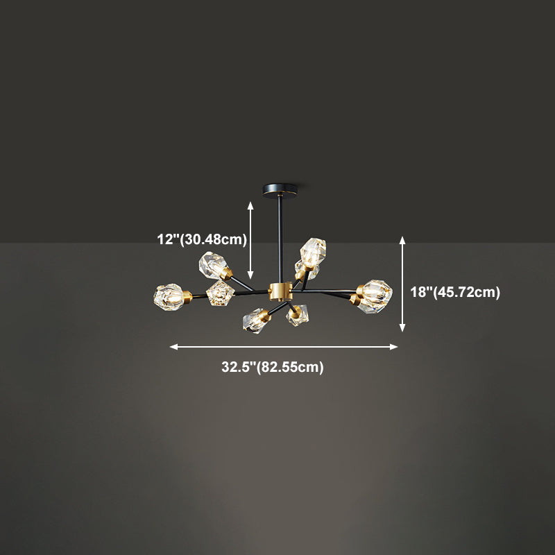 Moderne stijl sputnik kroonluchter verlichting kristal kroonluchter in zwart