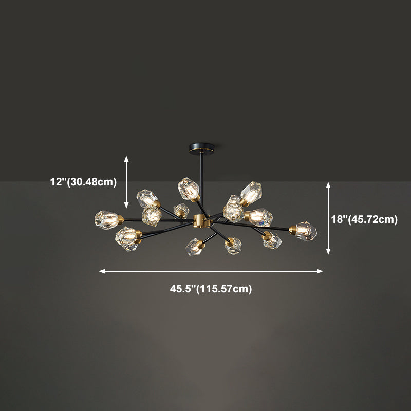 Moderne stijl sputnik kroonluchter verlichting kristal kroonluchter in zwart