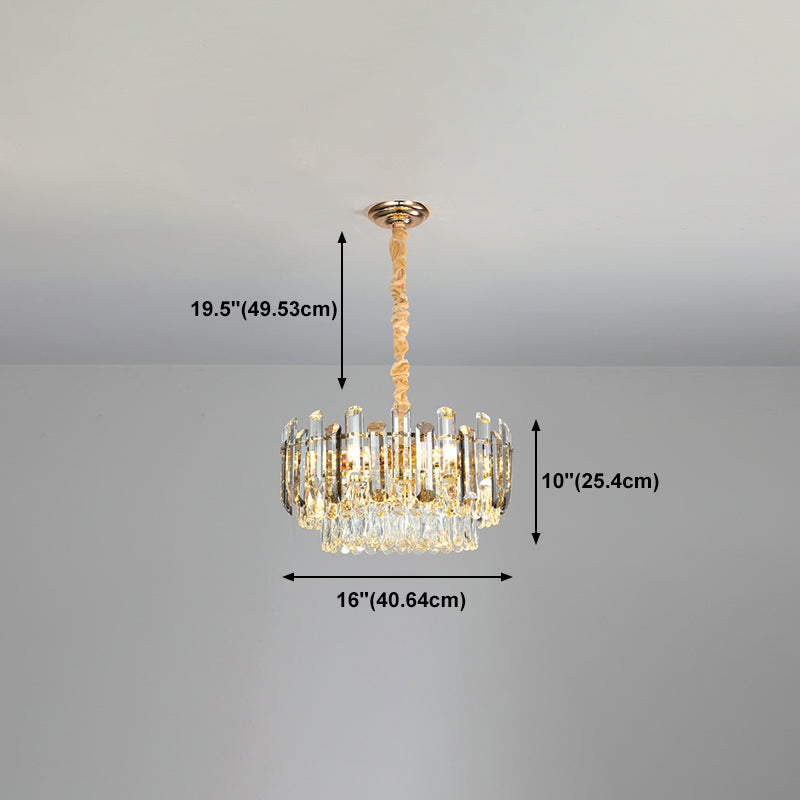 Round Shade Chandelier Lighting Modern Crystal Pendant Light in Clear for Dining Room