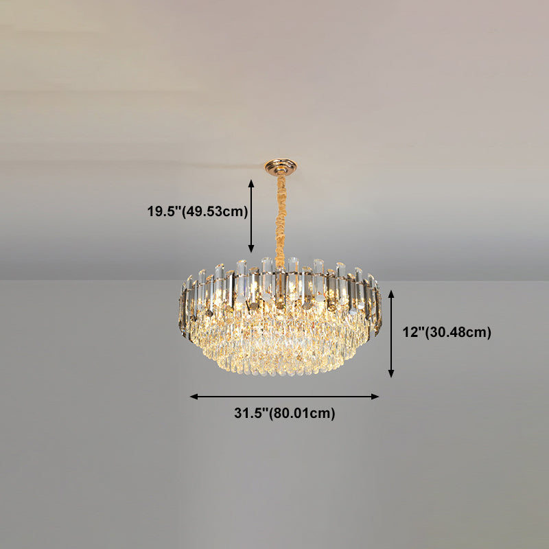 Round Shade Chandelier Lighting Modern Crystal Pendant Light in Clear for Dining Room