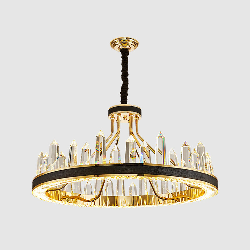 Contemporary Chandelier Light Fixture K9 Crystal Pendant Chandelier in Black