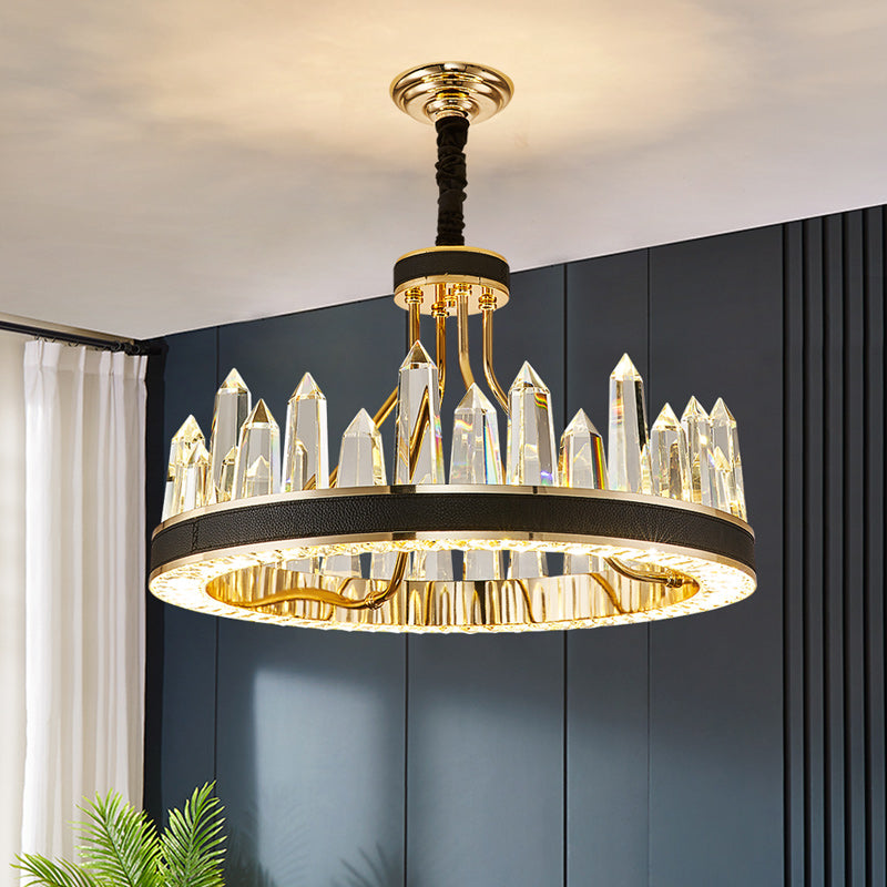 Contemporary Chandelier Light Fixture K9 Crystal Pendant Chandelier in Black