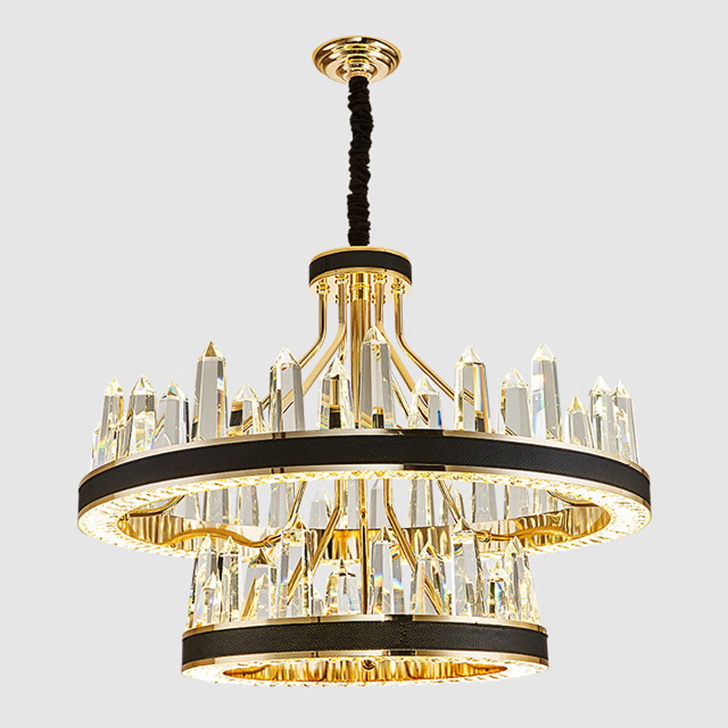 Contemporary Chandelier Light Fixture K9 Crystal Pendant Chandelier in Black
