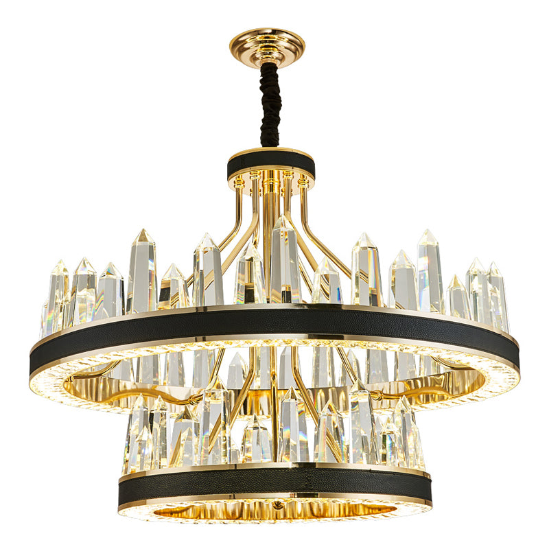 Contemporary Chandelier Light Fixture K9 Crystal Pendant Chandelier in Black