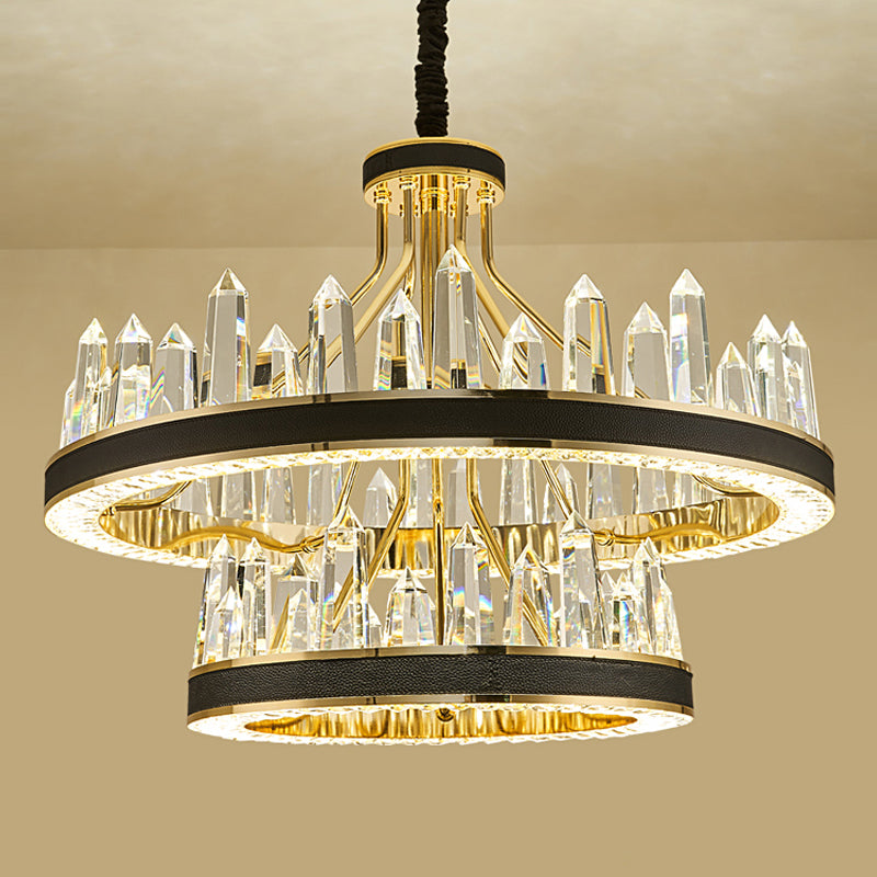 Contemporary Chandelier Light Fixture K9 Crystal Pendant Chandelier in Black