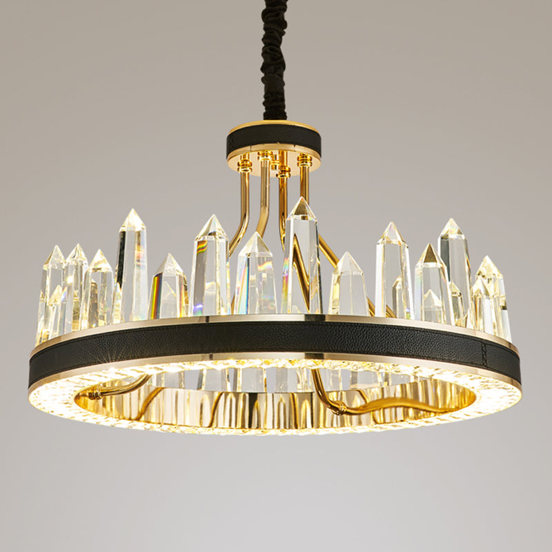 Contemporary Chandelier Light Fixture K9 Crystal Pendant Chandelier in Black