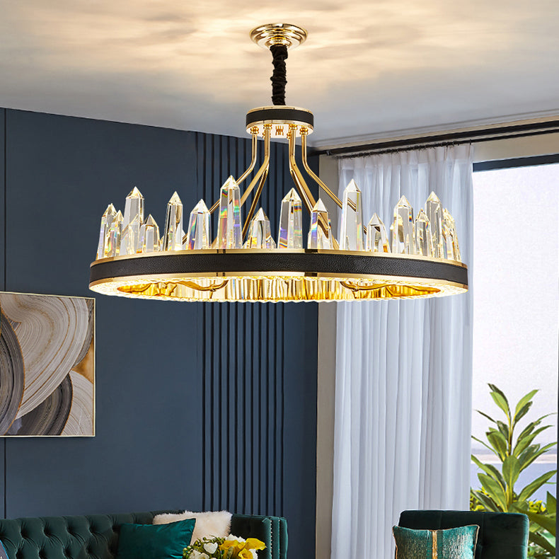 Contemporary Chandelier Light Fixture K9 Crystal Pendant Chandelier in Black