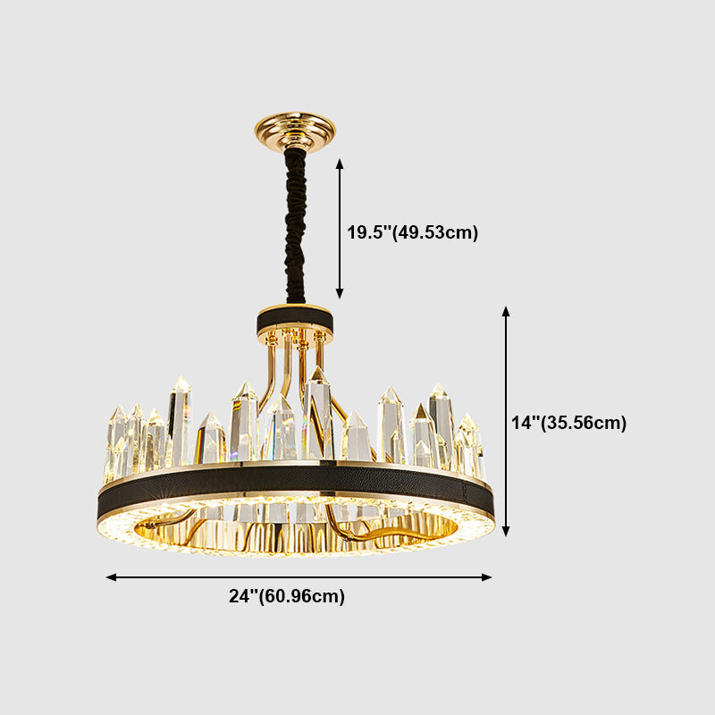 Contemporary Chandelier Light Fixture K9 Crystal Pendant Chandelier in Black