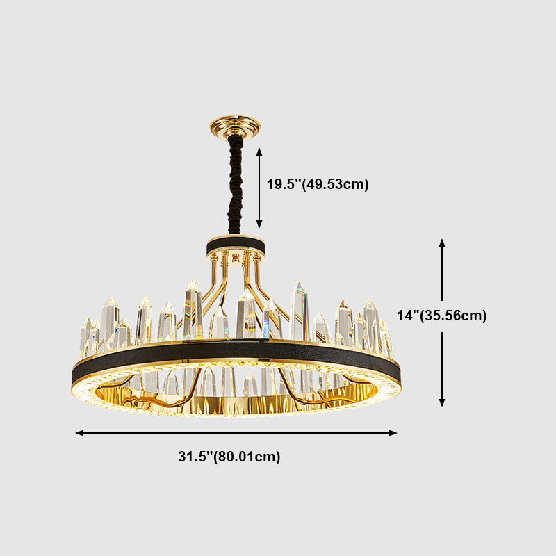 Contemporary Chandelier Light Fixture K9 Crystal Pendant Chandelier in Black