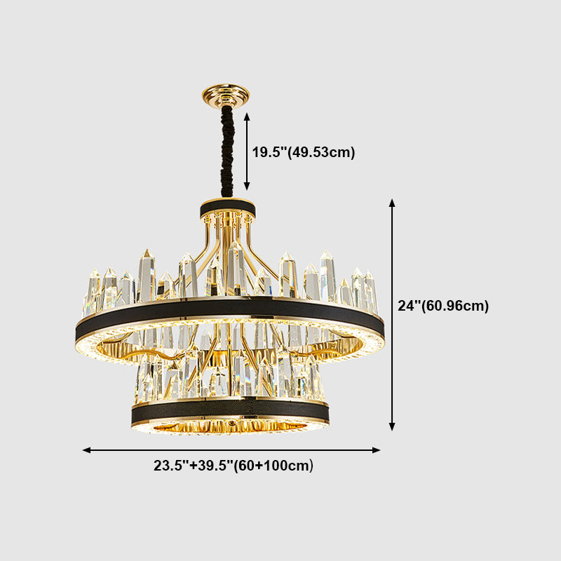 Contemporary Chandelier Light Fixture K9 Crystal Pendant Chandelier in Black
