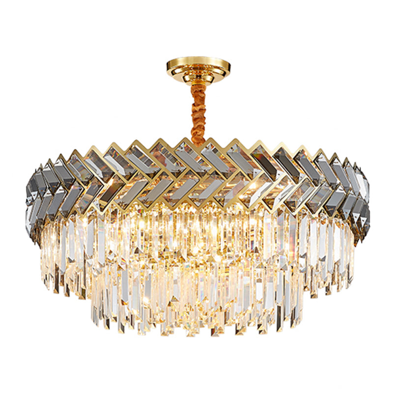 Eigentijdse ronde hanglamp lichte armatuur kristal woonkamer kroonluchter in goud