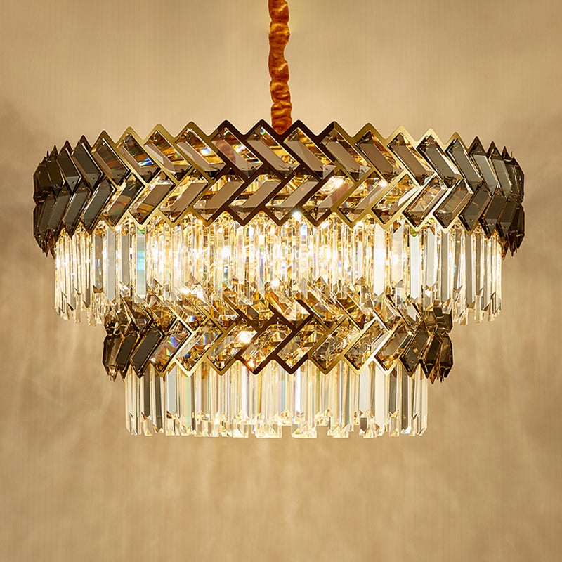 Eigentijdse ronde hanglamp lichte armatuur kristal woonkamer kroonluchter in goud