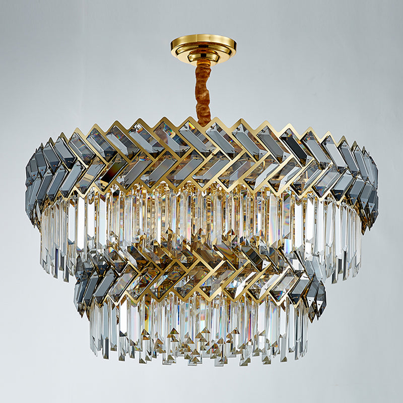 Eigentijdse ronde hanglamp lichte armatuur kristal woonkamer kroonluchter in goud