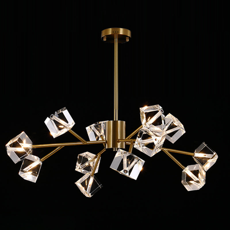Contemporary Sputnik Chandelier Lighting Beveled Crystal Ceiling Chandelier in Black