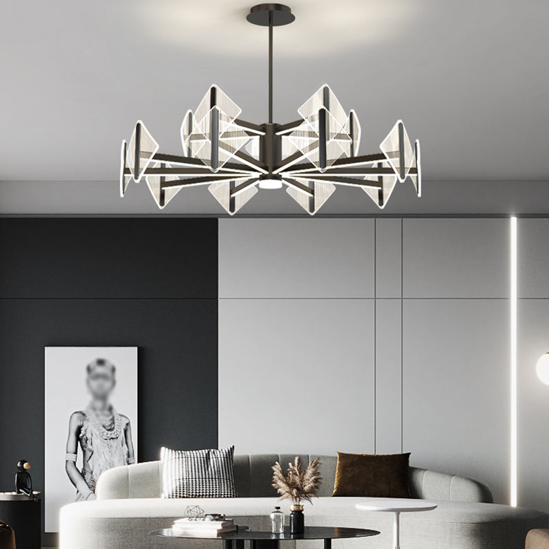 Creative Acrylic LED Chandelier Modern Style Pendant Light in Black for Bedroom