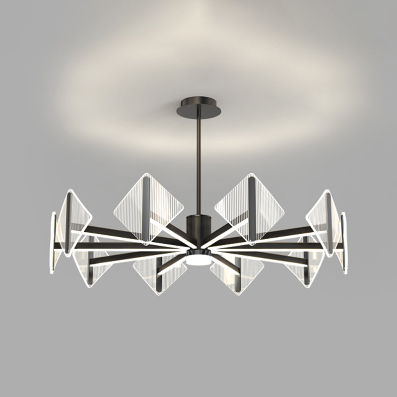 Creative Acrylic LED Chandelier Modern Style Pendant Light in Black for Bedroom